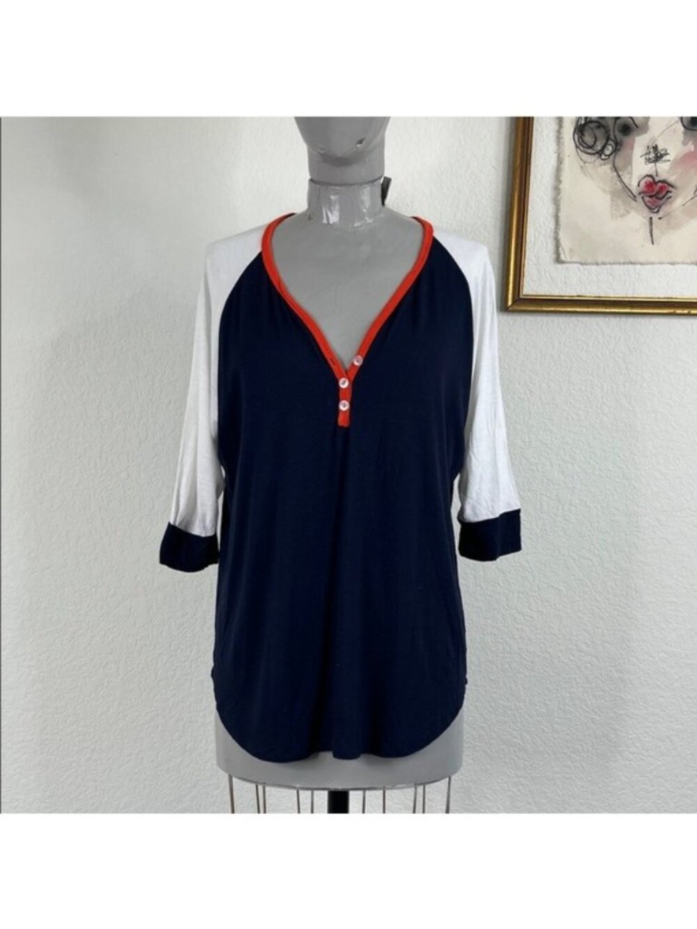 JET by John Eshaya Raglan Tee Dolman Color Block Curved Hem Tee T Shirt